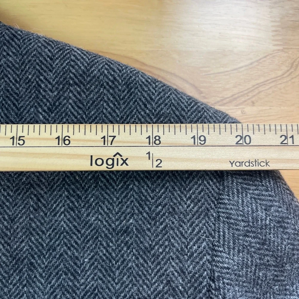 VTG Lands' End Lambswool Blazer Tweed Herringbone‎ 43R Sport Coat Grey *READ